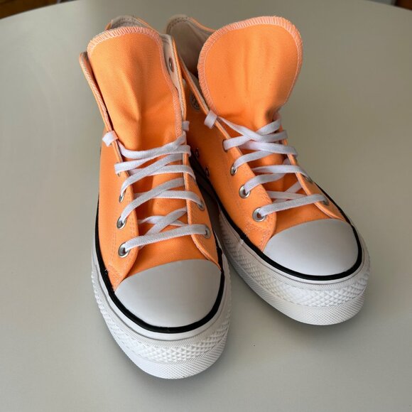 Converse Womens 8.5 Chuck Taylor All Star Lift Hi Peach Orange Platform Sneakers - Picture 2 of 10